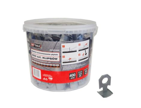 AWTOOLS SYSTEM POZIOMOWANIA PŁYTEK STANDARD 1,5mm - 7-15mm - KLIPS 400szt. - 5