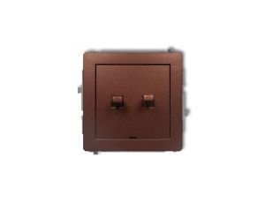 DECO Mechanizm łącznika jednobiegunowego ze schodowym w stylu amerykańskim (dwa klawisze bez piktogramów, osobne zasilanie) brąz