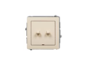 DECO Mechanizm łącznika jednobiegunowego ze schodowym w stylu amerykańskim (dwa klawisze bez piktogramów, osobne zasilanie) beżo