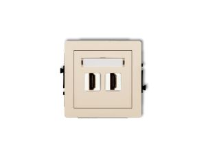 DECO Mechanizm gniazda podwójnego HDMI 2.0 beżowy 1DHDMI-4