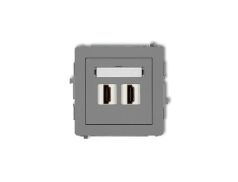 DECO Mechanizm gniazda podwójnego HDMI 2.0 szary mat 27DHDMI-4
