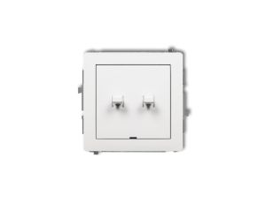 DECO Mechanizm łącznika jednobiegunowego ze schodowym w stylu amerykańskim (dwa klawisze bez piktogramów, wspólne zasilanie) bia