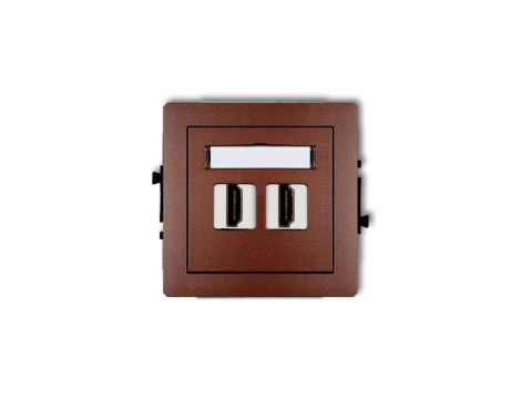 DECO Mechanizm gniazda podwójnego HDMI 2.0 brązowy metalik 9DHDMI-4
