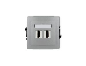 DECO Mechanizm gniazda podwójnego HDMI 2.0 srebrny metalik 7DHDMI-4