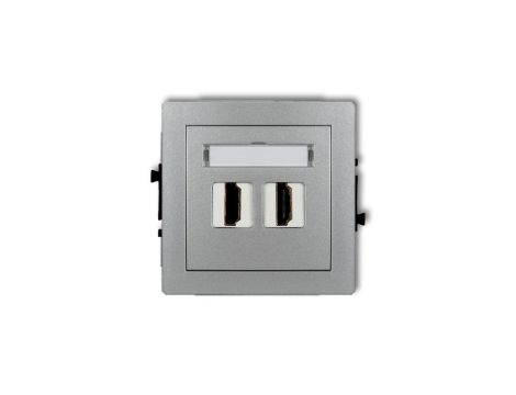 DECO Mechanizm gniazda podwójnego HDMI 2.0 srebrny metalik 7DHDMI-4