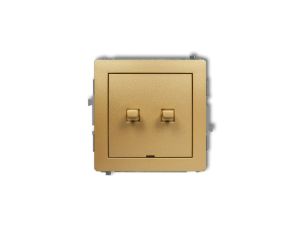 DECO Mechanizm łącznika jednobiegunowego ze schodowym w stylu amerykańskim (dwa klawisze bez piktogramów, osobne zasilanie) złot
