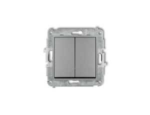 MINI Mechanizm łącznika podwójnego schodowego (dwa klawisze bez piktogramów) srebrny metalik 7MWP-33.1