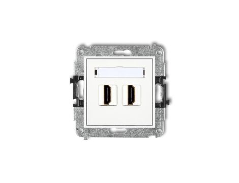 MINI Mechanizm gniazda podwójnego HDMI 2.0 biały MHDMI-4