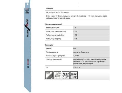 BOSCH BRZESZCZOT DO PIŁY SZABLASTEJ DO PIŁY SZABLASTEJ S 1122 BF 2608656019 - 2