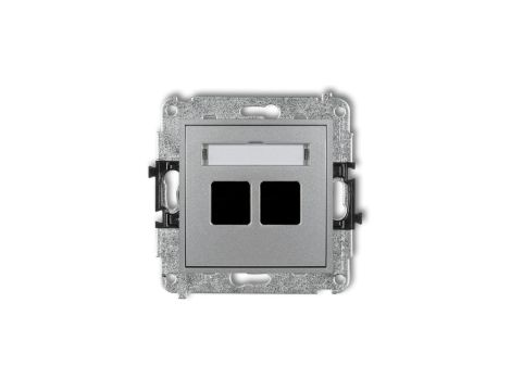 MINI Mechanizm gniazda multimedialnego podwójnego bez modułu (standard Keystone) srebrny metalik 7MGM-2P
