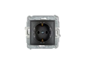 MINI Mechanizm gniazda pojedynczego z uziemieniem SCHUKO 2P+Z (przesłony torów prądowych) grafitowy 11MGP-1sp
