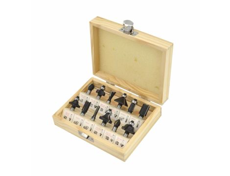 AWTOOLS FREZY DO DREWNA, KOMPLET 12 elem. TRZPIEŃ 8mm