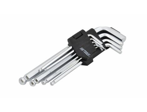 AWTOOLS KLUCZE IMBUSOWE SZEŚCIOKĄTNE Z KULKĄ / 1,5-10mm / 9 elem. 1.5/2/2.5/3/4/5/7/8/10mm