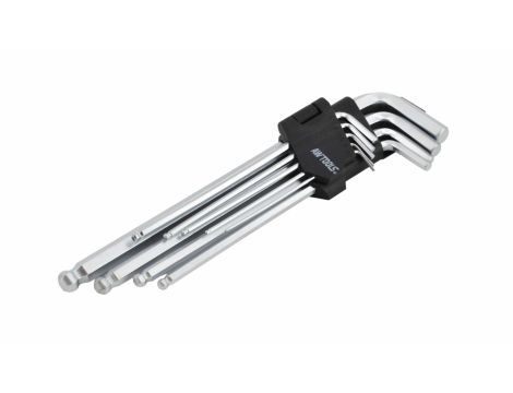 AWTOOLS KLUCZE IMBUSOWE SZEŚCIOKĄTNE Z KULKĄ / 1,5-10mm / 9 elem. 1.5/2/2.5/3/4/5/7/8/10mm DŁUGIE