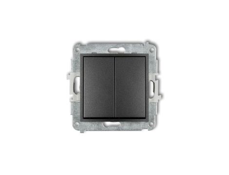 MINI Mechanizm łącznika jednobiegunowego ze schodowym (dwa klawisze bez piktogramów, osobne zasilanie) grafitowy 11MWP-10.21