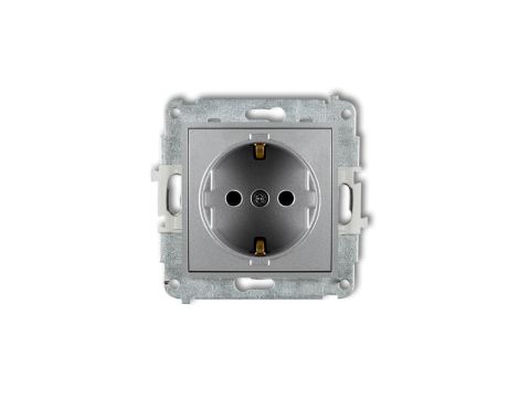 MINI Mechanizm gniazda pojedynczego z uziemieniem SCHUKO 2P+Z (przesłony torów prądowych) srebrny metalik 7MGP-1sp