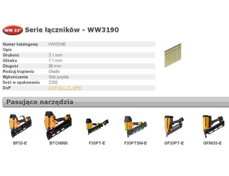 BOSTITCH GWOŹDZIE WW 33` 3,1 x 90mm 2200 szt. WW3190  2200 szt.