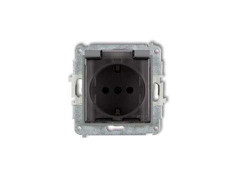 MINI Mechanizm gniazda bryzgoszczelnego z uziemieniem SCHUKO 2P+Z (klapka dymna, przesłony torów prądowych) szary mat 27MGPB-1sd