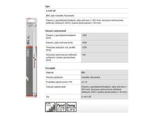 BOSCH BRZESZCZOT DO PIŁY SZABLASTEJ S1411DF /2szt. 2608654834