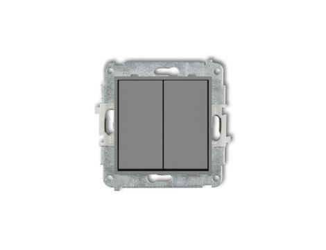 MINI Mechanizm łącznika podwójnego schodowego (dwa klawisze bez piktogramów) szary mat 27MWP-33.1