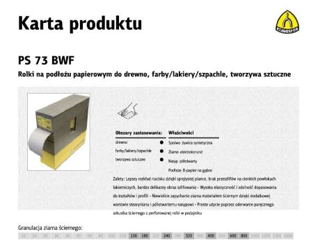 KLINGSPOR ROLKA NA PODŁOŻU PAPIEROWYM PS73BWF 115mm gr.180  (25mb)