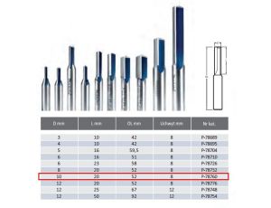 FREZ PROSTY 2 ROWKI  8/10/20mm