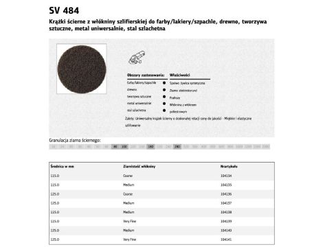 KLINGSPOR KRĄŻEK ŚCIERNY Z WŁÓKNINY 125mm SV484 P180