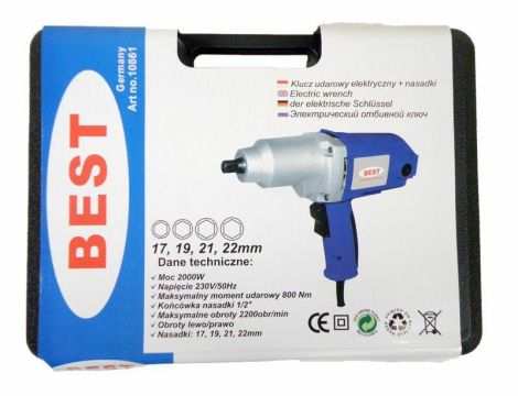 KLUCZ UDAROWY 1/2" ELEKTRYCZNY + NASADKI SILVER - 2