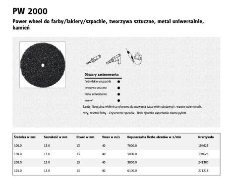 KLINGSPOR POWER WHEEL PW2000 150mm x 13mm x 13mm  WŁÓKNINA TWARDA