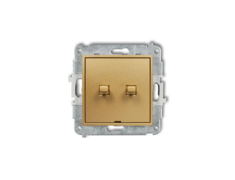 MINI Mechanizm łącznika jednobiegunowego ze schodowym w stylu amerykańskim (dwa klawisze bez piktogramów, osobne zasilanie) złot