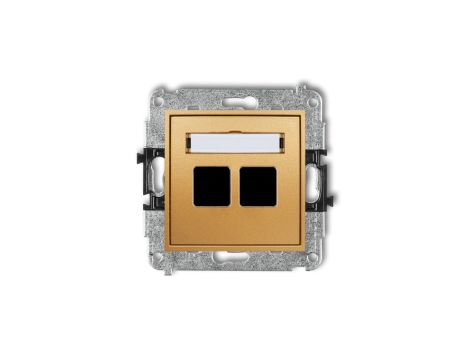 MINI Mechanizm gniazda multimedialnego podwójnego bez modułu (standard Keystone) złoty 29MGM-2P