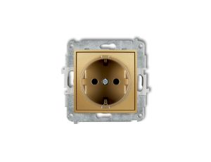 MINI Mechanizm gniazda pojedynczego z uziemieniem SCHUKO 2P+Z (przesłony torów prądowych) złoty 29MGP-1sp