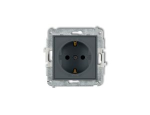 MINI Mechanizm gniazda pojedynczego z uziemieniem SCHUKO 2P+Z (przesłony torów prądowych) grafitowy mat 28MGP-1sp
