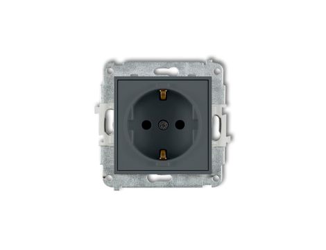 MINI Mechanizm gniazda pojedynczego z uziemieniem SCHUKO 2P+Z (przesłony torów prądowych) grafitowy mat 28MGP-1sp