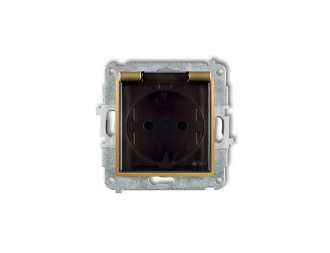 MINI Mechanizm gniazda bryzgoszczelnego z uziemieniem SCHUKO 2P+Z (klapka dymna, przesłony torów prądowych) złoty 29MGPB-1sdp
