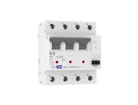 C6A 30mA 4P 10kA typ A Wyłącznik różnicowoprądowy z członem nadprądowym RCBO SEZ 1442