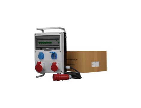 Rozdzielnica budowlana na stojaku z kablem ECO-S/FI SKHU 32A 16A 2x230V Schuko Doktorvolt 0403