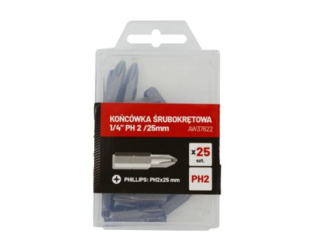 AWTOOLS KOŃCÓWKA ŚRUBOKRĘTOWA 1/4" PH 2 /25mm /25szt.