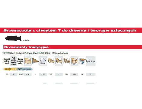 MILWAUKEE BRZESZCZOT DO WYRZYNARKI 50mm T119B /5szt. METAL