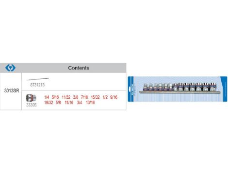 KING TONY KOMPLET NASADEK 3/8" 13cz. KRÓTKIE 12-KĄTNE CALOWE 1/4"-13/16"