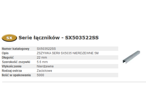 BOSTITCH ZSZYWKI SX 22mm 5,6mm...