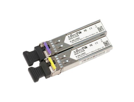 Moduł SFP 1,25Gb/s, LC, 80km, Jednomodowy, Para (T1490nm/R1550nm) + (T1550nm/R1490nm) MikroTik S-4554LC80D