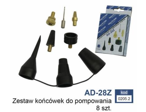 ADLER ZESTAW KOŃCÓWEK DO POMPOWANIA 8szt. AD-28Z