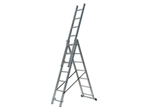 AWTOOLS DRABINA ALUMINIOWA   3x9 STOPNI 150KG ADAPATACJA NA SCHODY - 3