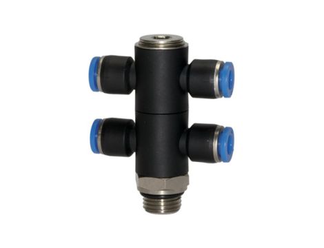 Złączka pneumatyczna wtykowa banjo podwójna G 1/4 GZ do węża fi 12 mm, tworzywo sztuczne