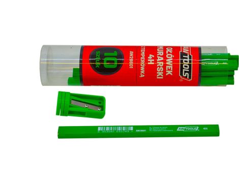 AWTOOLS OŁÓWEK MURARSKI 4H ZIELONY DO KAMIENIA/CEGŁY 10 SZTUK - 2