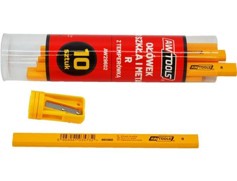 AWTOOLS OŁÓWEK DO SZKŁA I METALU R ŻÓŁTY 10 SZTUK - 2