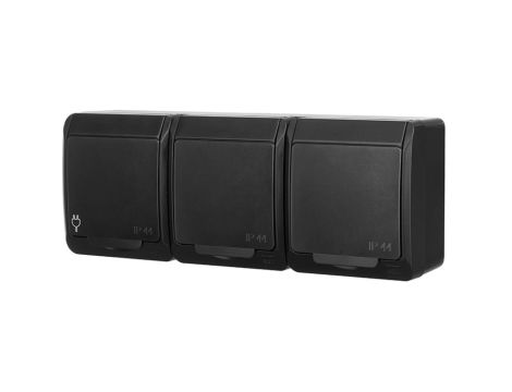 Hermes gniazdo hermetyczne 3x2P+Z schuko z/u 16A IP44 czarne