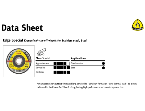 KLINGSPOR TARCZA DO CIĘCIA METALU 125mm x 1,2mm x 22,2mm  Edge