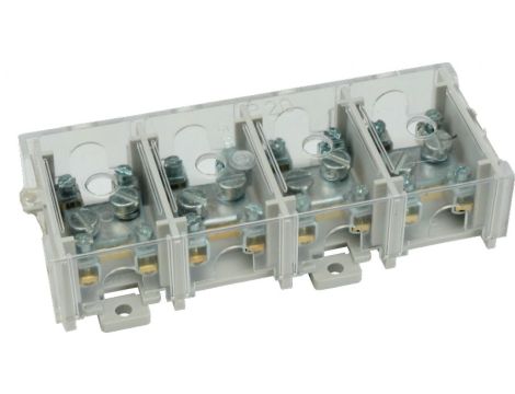 Odgałęźnik instalacyjny 4-torowy (1x25mm/4x6mm) LZ4*25/6P mocowanie do podłoża i TS 35, z pokrywą, szary 84171002